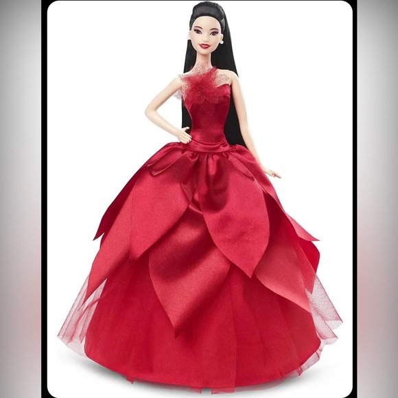 Barbie Signature 2022 Holiday Doll Asian Doll Red Gown NWT - Picture 6 of 10